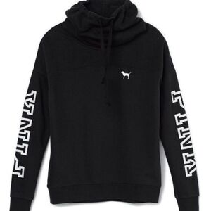Victoria Secret PINK Black Cowl Neck Pullover Sweatshirt